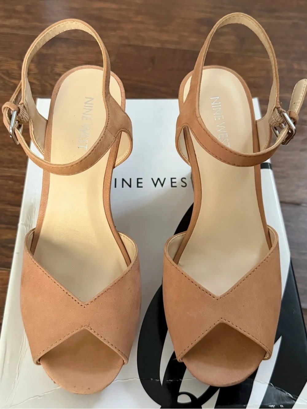 Nine West Peach Suede Open-Toe Ankle-Strap Sandals